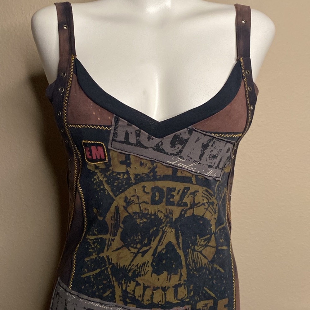 Salvage Brown and Black Graphic Mini Dress